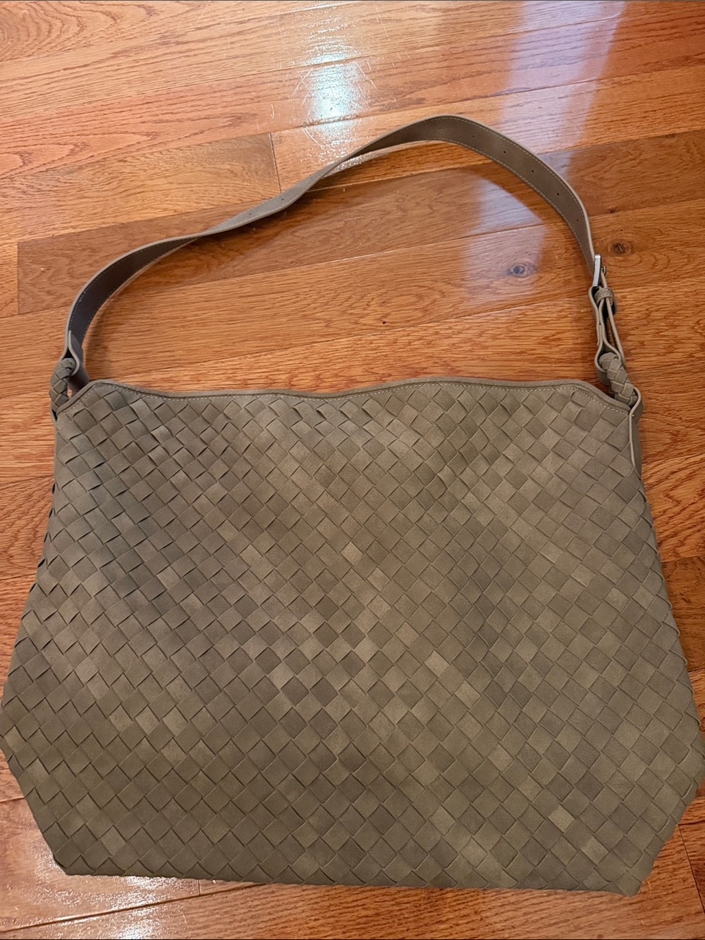 Faux suede woven bag